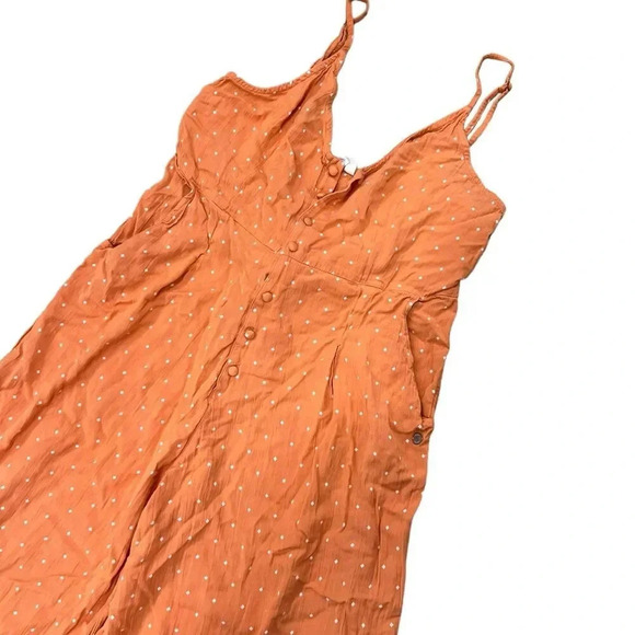 Roxy Orange Polka Dot Button Front Jumpsuit M - Picture 2 of 5